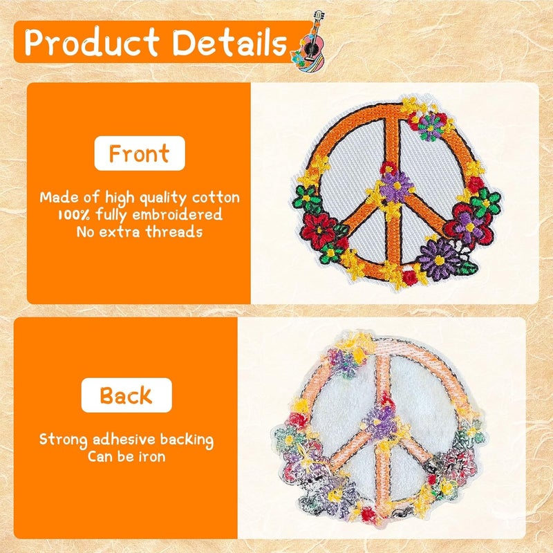 RF-patch 48Pcs Hippie Iron on Patches for Girl, Embroidered Boho Iron on/Sew on Patch for Clothes, Hats, Jeans, Dress, Backpacks, Etc - Image 5